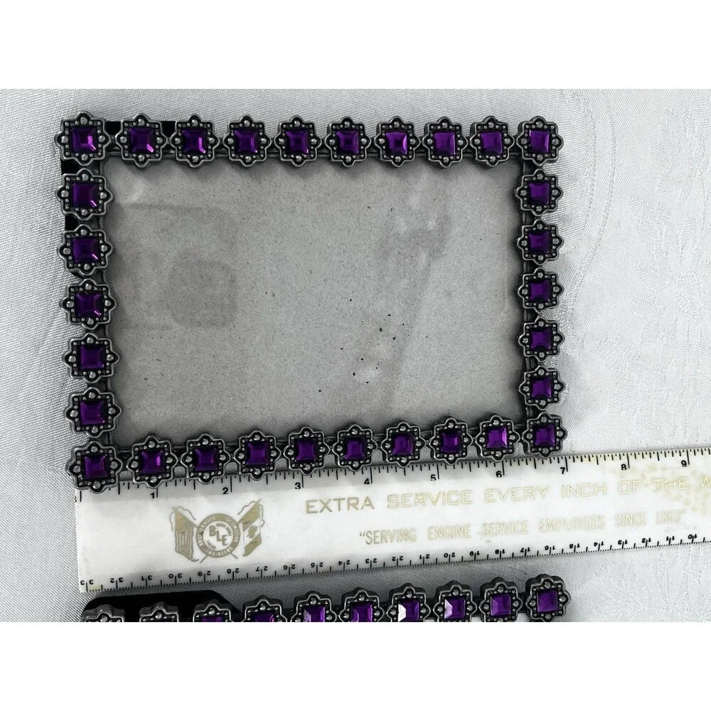Olivia & Gracie Purple Rhinestone Jeweled Photo Frames 4x6 Set of 2 Y2K Glam